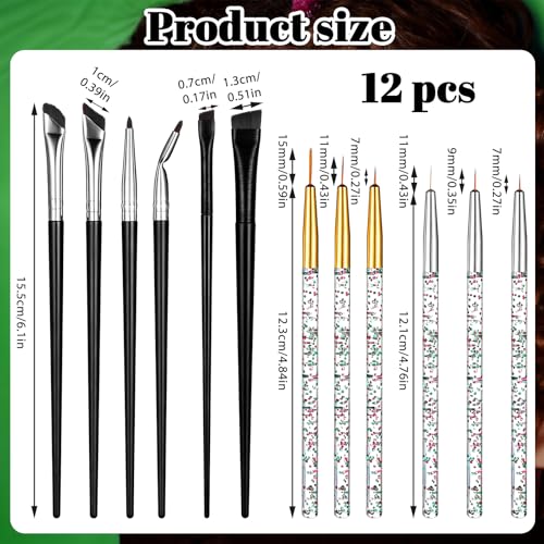 12 Pcs Eyeliner Brush Set Fine Point Angled Gel Eye Liner Brushes