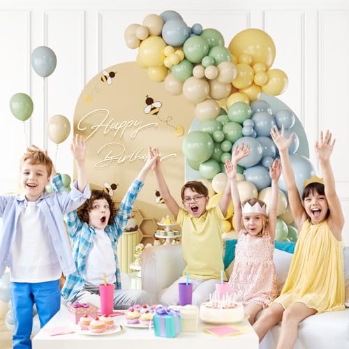 137pcs Dusty Blue and Yellow Balloon Garland Kit for Parties