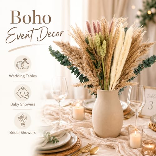 35PCS Dried Pampas Grass and Flower Bouquet for Home Decor