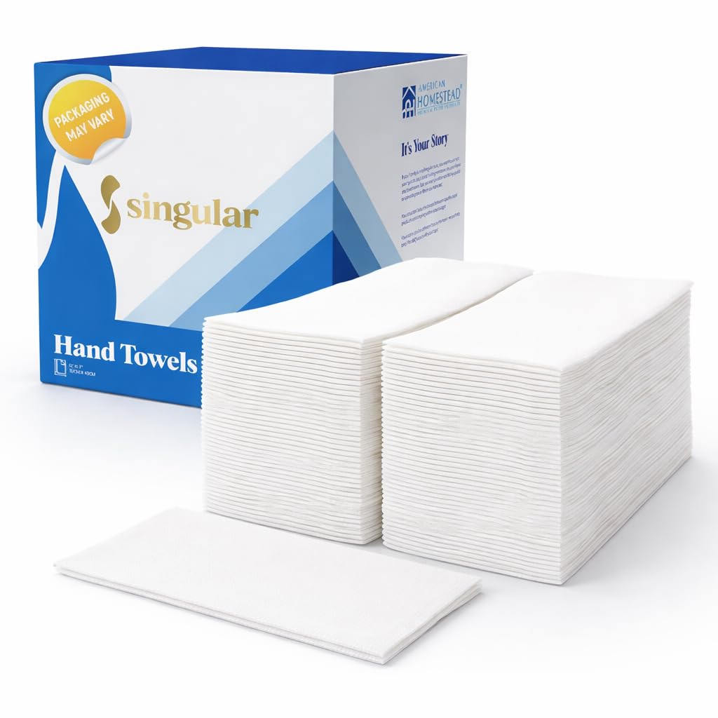 AH AMERICAN HOMESTEAD Disposable Napkins – Premium Guest Towel Napkins, Soft Linen-Feel Guest Towels for Bathroom, Disposable Hand Towels for Kitchen & Entertaining, White 12 x 17 (540 Count-Smooth)