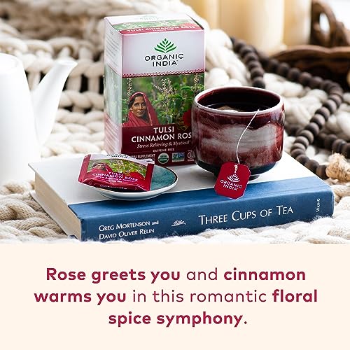 Organic India Tulsi Cinnamon Rose Tea Bags - 18 Count (Pack of 2)