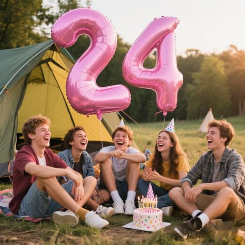 40 Inch Pink Number 24 Foil Balloon - Premium Quality Mylar