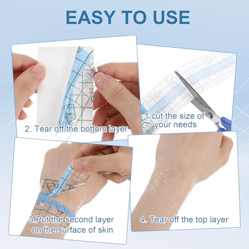 4Rolls 2'' x 5.47 Yard Tattoo Cover Up Tape Tattoo Aftercare Waterproof Bandage, Second Skin Tattoos Cover Patch Tattoos Healing Wrap, Protective Tattooing Wrap for Wound Dressing, Swimming, Shower