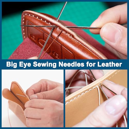 CooBigo Large Eye Hand Sewing Needles Set - 30 Pcs Stainless Steel Quilting & Embroidery Needles with Threaders and Vial