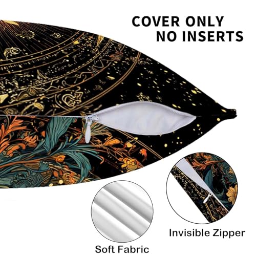 Celestial Sun Moon Throw Pillow Covers Set of 2 - 18x18 Inch