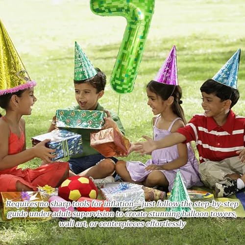 Giant Green Pixel Number 3 Balloon - 40 Inch Birthday Decoration