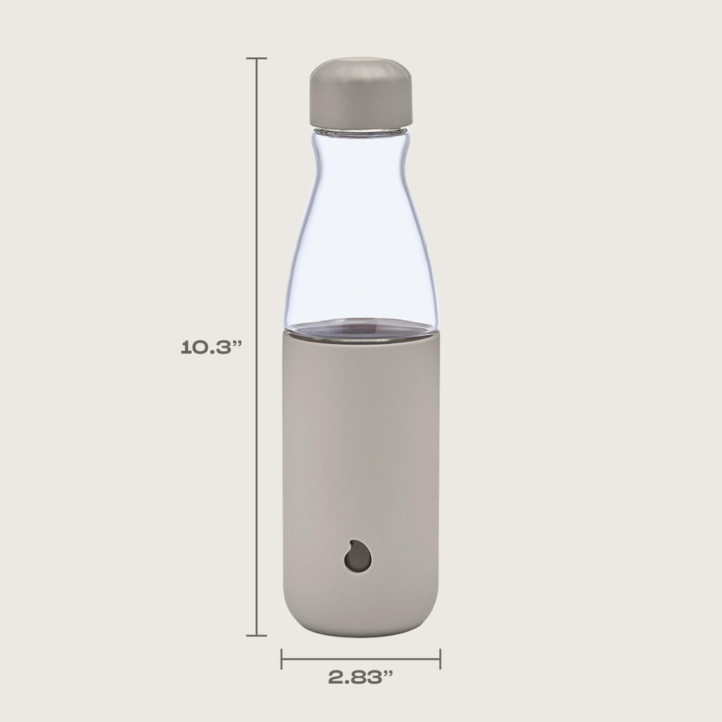S'well Glass Original Water Bottle, 18oz, Lunar Grey, Borosilicate Glass Bottle With Protective Silicone Sleeve, Zero Plastic, Leakproof, BPA Free