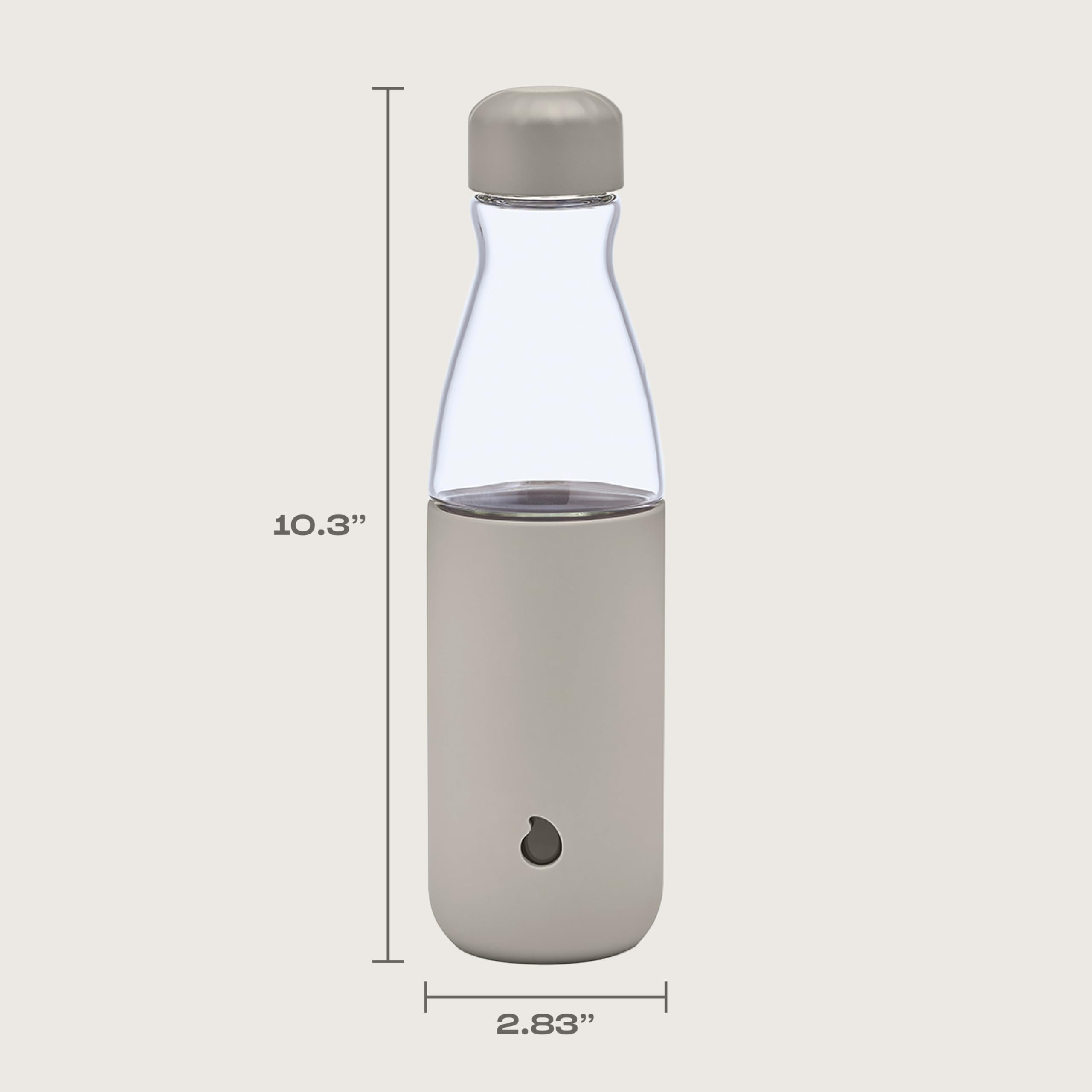 S'well Glass Original Water Bottle, 18oz, Lunar Grey, Borosilicate Glass Bottle With Protective Silicone Sleeve, Zero Plastic, Leakproof, BPA Free