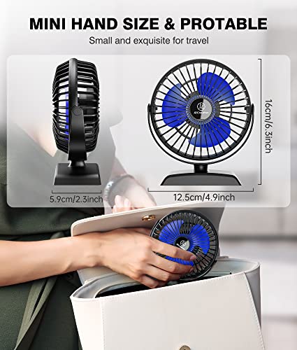 JZCreater USB Desk Fan - 360° Rotating, Quiet, 3 Speeds, Compact
