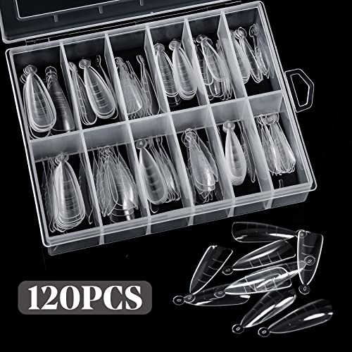 Krofaue 120PCS Dual Nail Forms Almond & Stiletto Poly Gel Molds Reusable