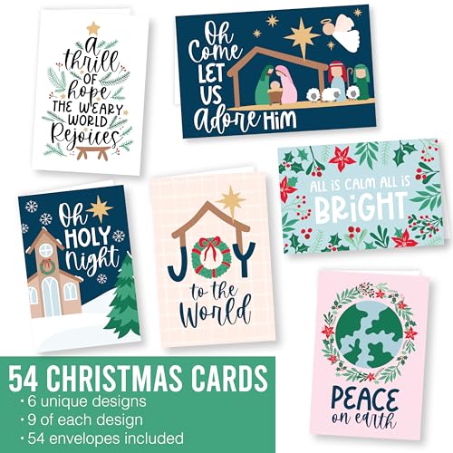 Religious Christmas Cards with Envelopes - Scripture 54 pcs - USA Designed