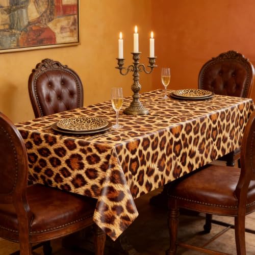 4 Pack Jungle Safari Animal Print Tablecloths - Colorful Wildlife Theme
