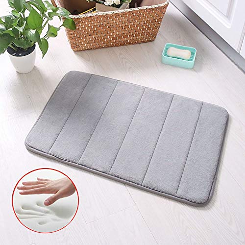 VANRA Grey Anti-Slip Memory Foam Bath Mat 15.7" x 23.6"