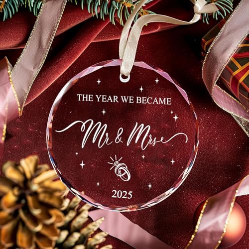 First Married Glass Ornament - Mr and Mrs Wedding Gift