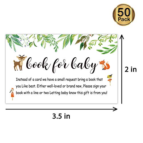 Woodland Floral Baby Shower Book Request Cards - 50 Pack