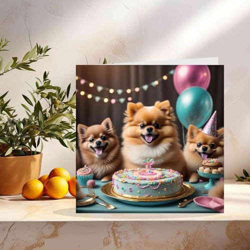 Funny Pomeranian Birthday Card - Eco-Friendly 145mm x 145mm