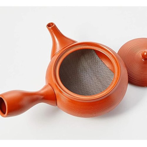 Japanese Kyusu Ceramic Teapot with Stainless Mesh Filter, Tokoname-yaki, 300ml