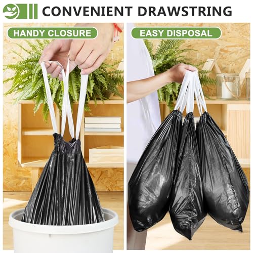4 Gallon Drawstring Trash Bags, Black - 132 Count (4 GAL-132)