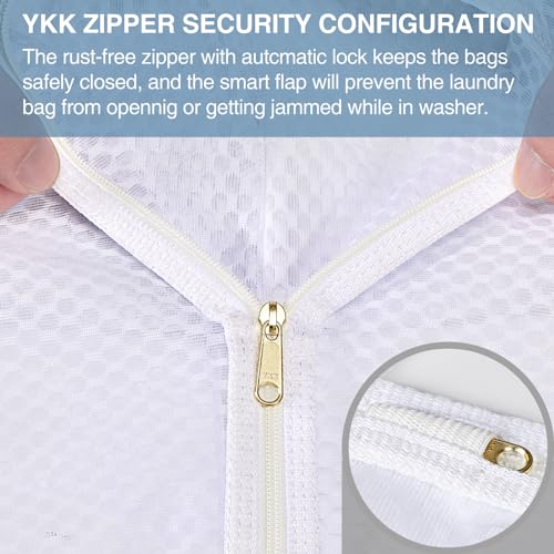 LAFFTRAK Honeycomb Mesh Laundry Bags for Delicates - 2 Large, 2 Medium