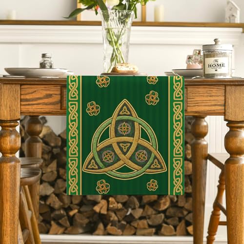 St. Patrick's Day Table Runner - 13x72 Inch Shamrock Decor