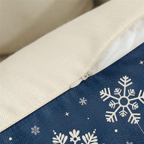 Set of 4 Snowflake Christmas Pillow Covers - Soft Polyester Holiday Decor