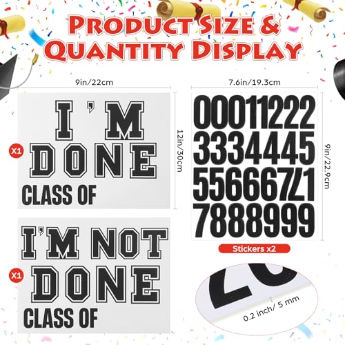 Novabright Black Sibling Graduation Photo Props - I'm Done Signs