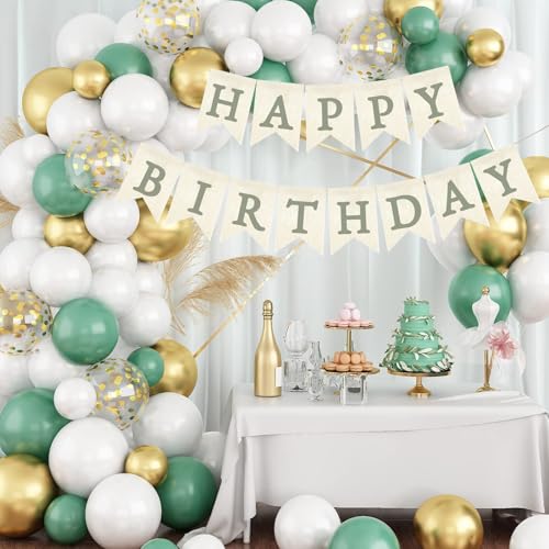 Green Burlap Happy Birthday Banner - Pre-Strung Party Decor