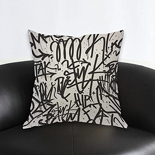 Creative Monochrome Graffiti Throw Pillow Cover 18x18 Inch