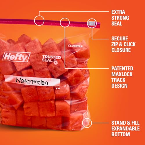 Hefty Slider Gallon Storage Bags, 66 Count - Extra Strong Seal