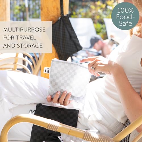 Bumkins Reusable Large Sandwich & Snack Bags - Black Check & Off White