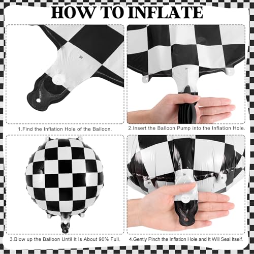 Checkered Number 5 Balloon - 40 Inch Foil Race Car Decoration