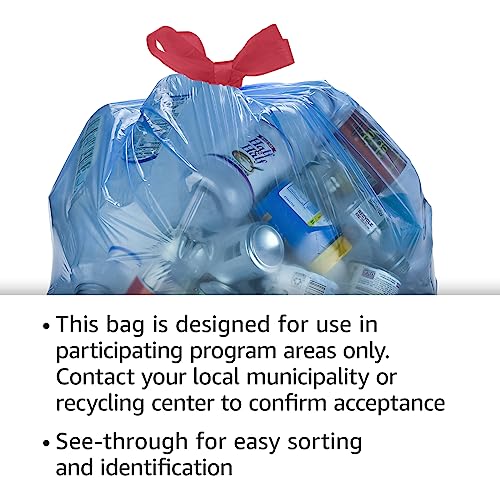 Amazon Basics 13 Gallon Recycling Trash Bags, Blue Drawstring, 60 Count