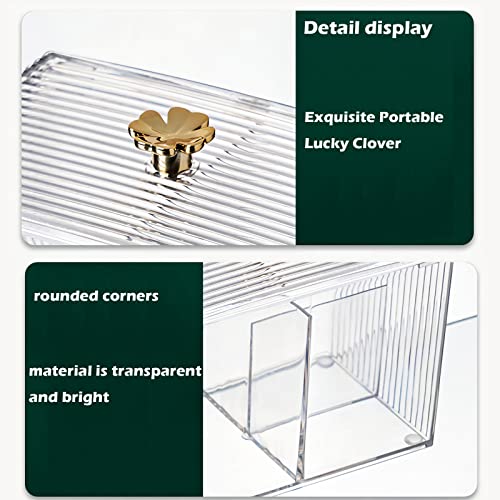 DASITON Acrylic Qtip Holder Set - Bathroom Storage Jars with Lids