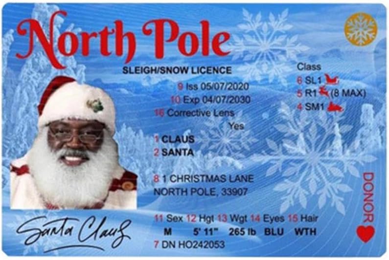 Santa Claus Lost Driver's License Ornament - Fun Christmas Decor