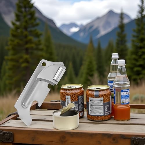 Tustao Stainless Steel Folding Can Opener and Bottle Opener Keychain