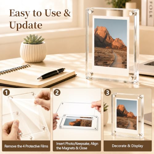 NOBEFY Acrylic Magnetic Picture Frames for Instax Mini - 3 Pack