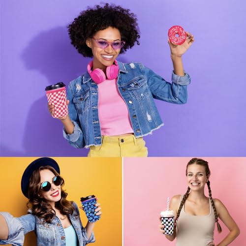 Amintiri Reusable Neoprene Iced Coffee Sleeve 3-Pack - Black Leopard Walk