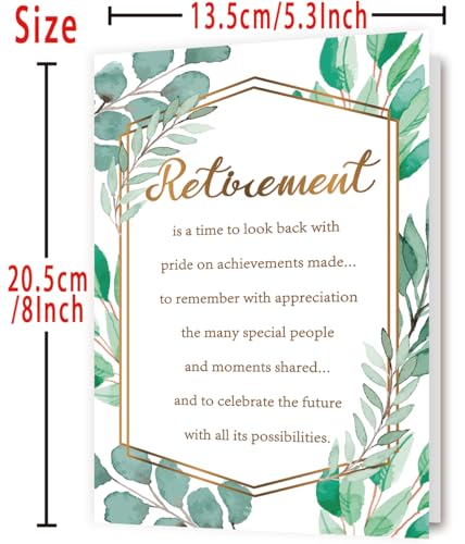 Elegant Retirement Card for Coworkers & Boss - 8x5.3 Inch