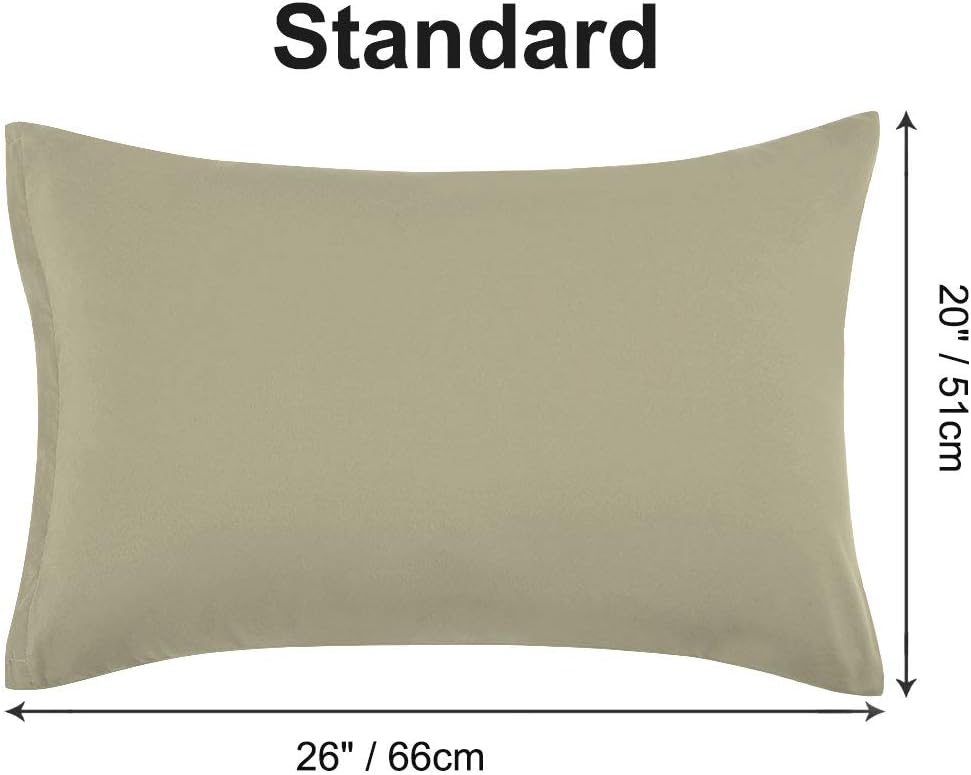 PiccoCasa Zippered Pillowcases - Soft 100% Brushed Microfiber Set of 2 | Standard Khaki (20"x26")