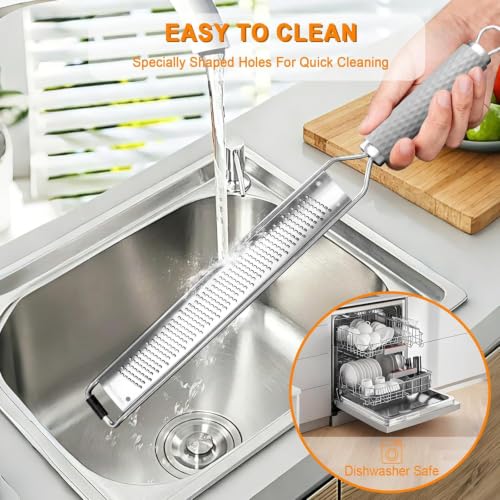 Stainless Steel Multi-Function Zester Grater - Light Gray Ergonomic Handle