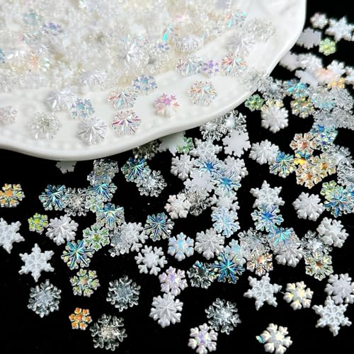 100Pcs Christmas 3D Resin Snowflake Nail Art Charms Rhinestones