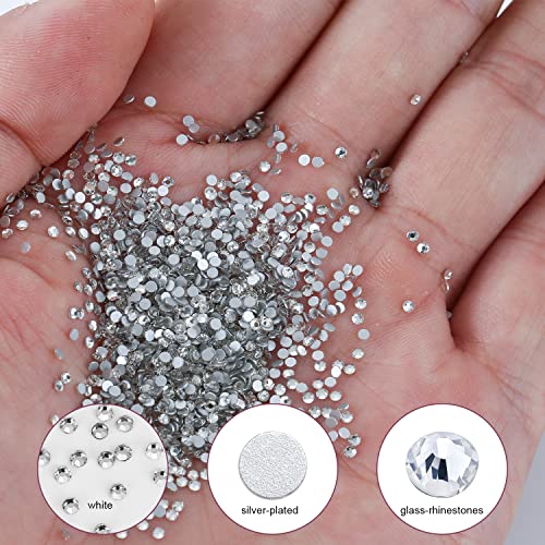 GAVIYE 1440Pcs White Crystal Glass Flatback Rhinestones 2.0mm SS6