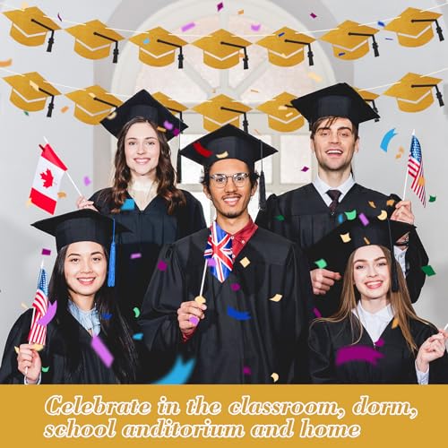 Pre-Strung Glitter Graduation Cap Banner for Class of 2026