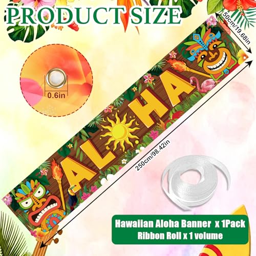 Sealmic Orange Hawaiian Aloha Banner & Tiki Party Decorations for Luau Beach Summer Event