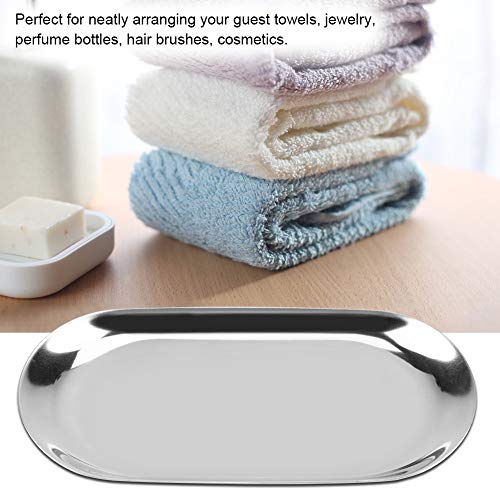Tiiyee Stainless Steel Decorative Tray - Small Jewelry & Cosmetics Organizer