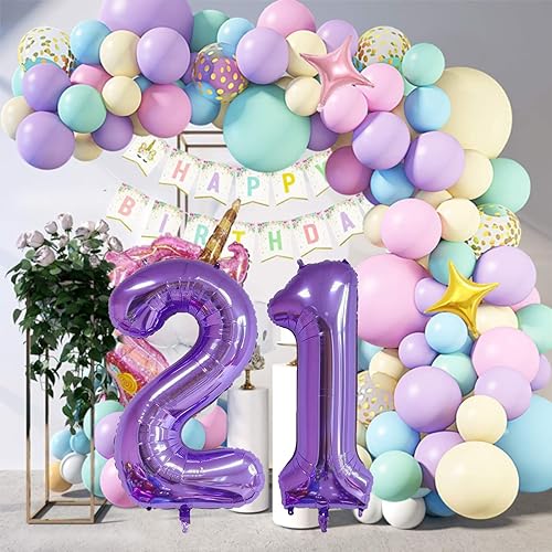 40 Inch Number 21 Foil Balloons Celebration Decorations for Happy