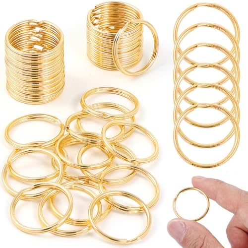 Pale Gold Split Key Rings 1 Inch for Keychains and Crafts 50pcs