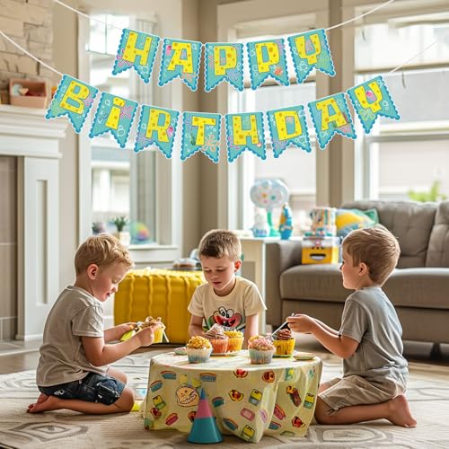 Pre-Strung Yellow Happy Birthday Banner - Ocean Theme Decorations