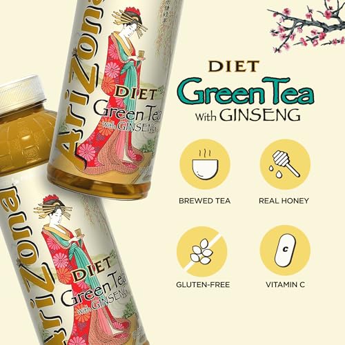AriZona Diet Green Tea with Ginseng, 16 Fl Oz Bottles (24 Pack)