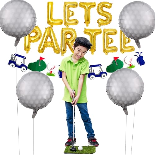 Gold Golf Party Balloons Decorations - Let's Partee Banner & Foil Balloons